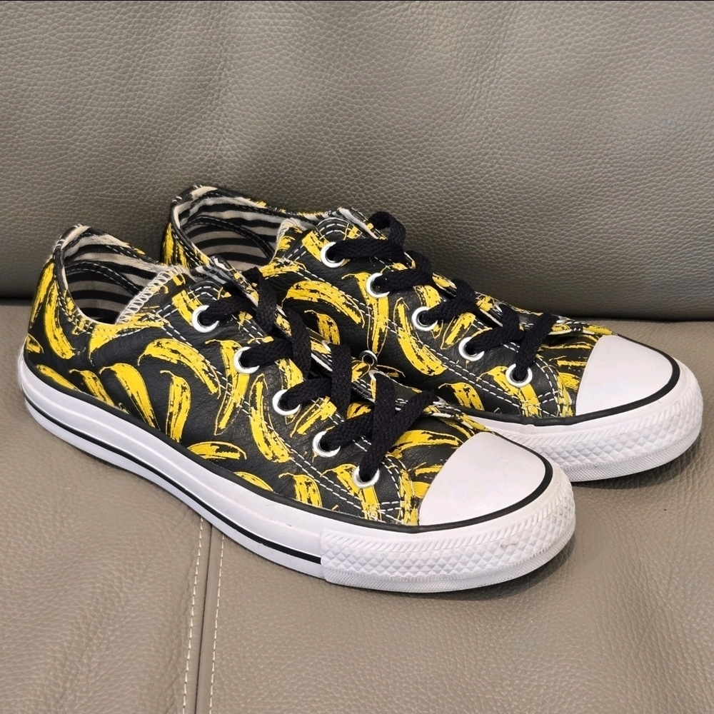 Converse Black and Yellow Banana Print Sneakers